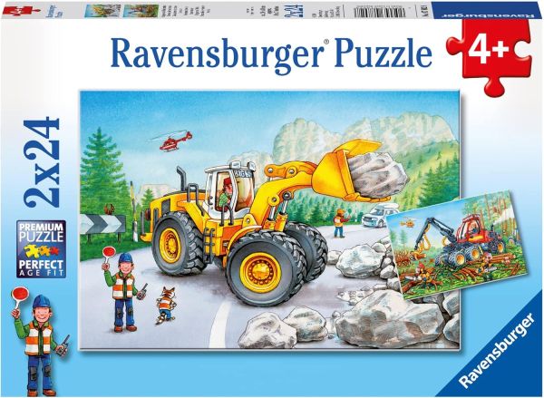 RAV078028 - 2 Puzzles 24 Pieces shovel and forestry tractor - 1