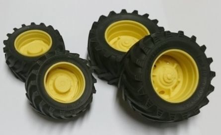 ART04274J - 4 Yellow Trelleborg Wheels - Front 47x24mm - Rear 62x30mm - 1