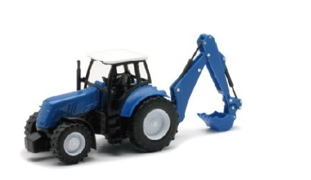 NEW05683C - Tractor with blue backhoe - 1