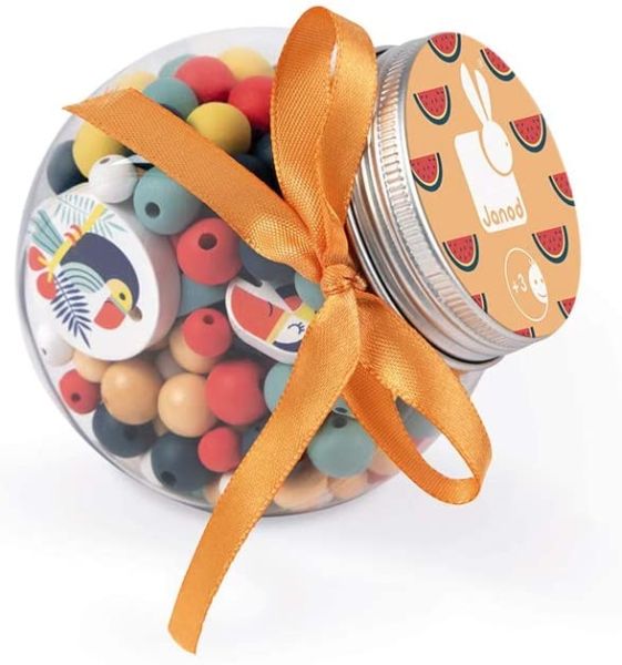 JAN06669 - Jar of Toucan Bird beads - 1