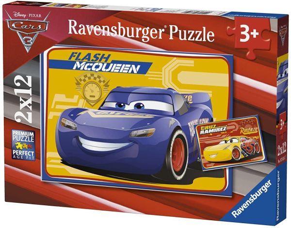 RAV07614 - 2 CARS 12 Piece Puzzles - Flash and Cruz - 27.5 x 19.2 cm - 1