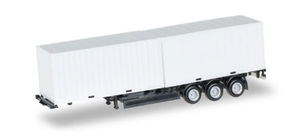 HER076494-002 - 3-axle container trailer with two white 20ft containers - 1