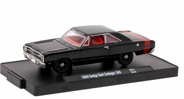 M2M-11228-111-A - 1969 Dodge Dart Swinger 340, black and red, still in its original packaging. - 1