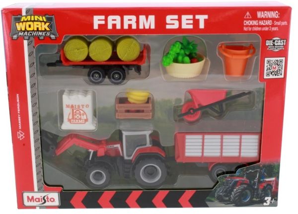 MST12564-A - MASSEY FERGUSON 8S.265 set with loader, trailer, flatbed trailer, and accessories - 1