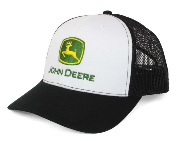 1308-3346-WHBK - Black and white JOHN DEERE cap with mesh back - 1
