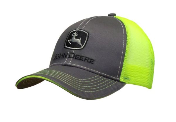 MC13080411CH - John Deere grey and fluorescent yellow cap with mesh back - 1