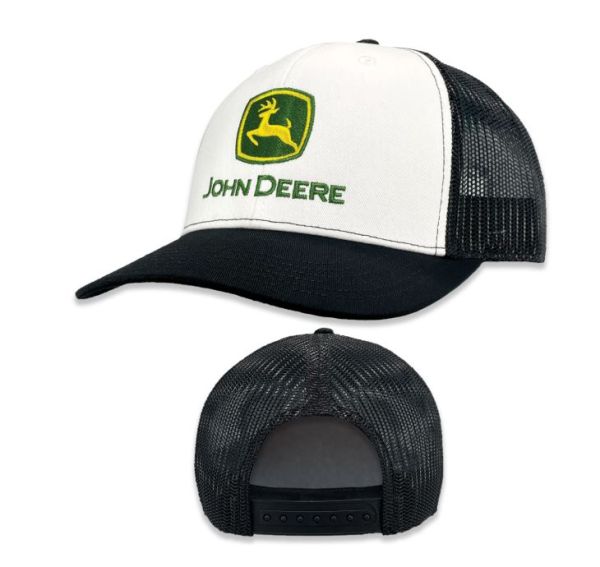 MC13083346WH - JOHN DEERE black and white mesh cap - 1