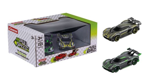 CARRERA15813028 - 2-Pack Hypercar (friction-powered) - grey with yellow and green - 1