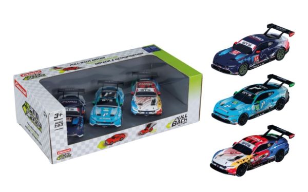 CARRERA15813033 - 3-Pack Ford Mustang (friction-powered) - Multimatic Motorsports #64 - Proton Competition #55 - Champion Spirit Livery #64 - 1