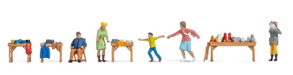 NOC16281 - 5 Figurines with tables on the theme - Flea Market - 1