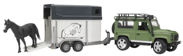 BRU2592 - LAND ROVER Defender with Van and Horse Scale: 1/16 - 1
