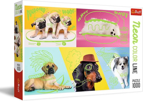 TRF10578 - Puzzle 1000 Pieces Dogs with green neon color - 1