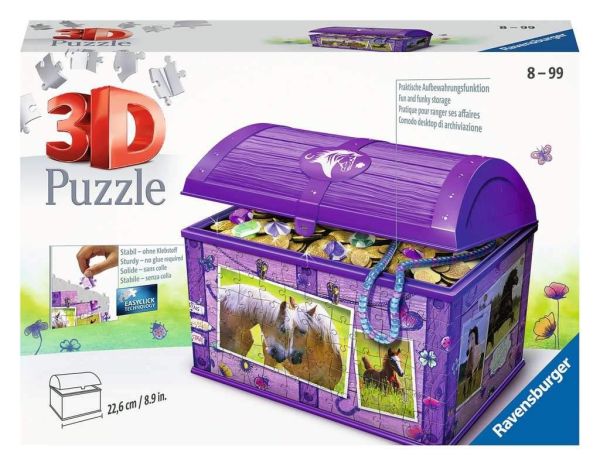 RAV111732 - 216 Piece 3D Puzzle Treasure Chest with Horses - 1