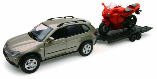 NEW54985A - BMW X 5 With trailer and Orange motorbike - 1
