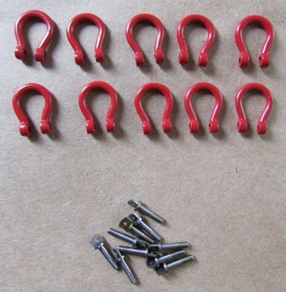YCC635-1 - Set of 10 Shackles 150/200 Tons (threaded with bolts) Red - 1