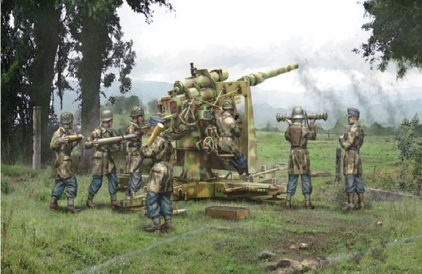 ITA15771 - 8.8cm Flak 37 gun with crew to assemble and paint - 1