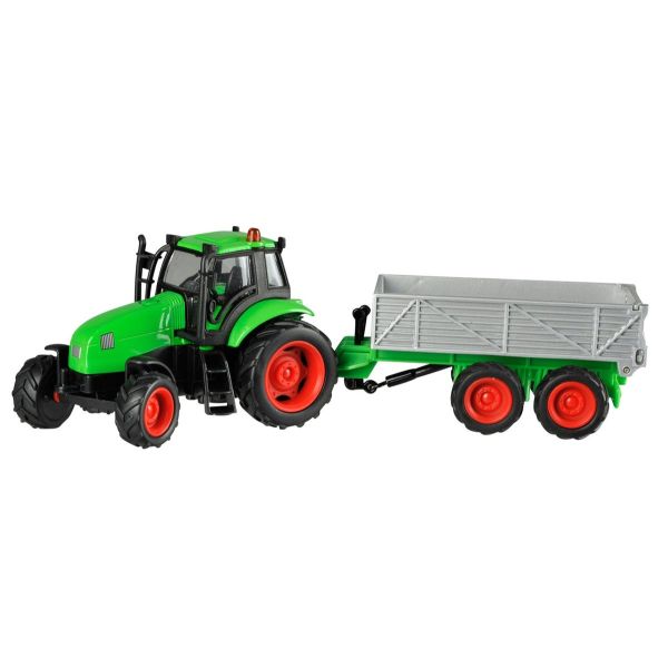 KID510653C - Green Rims Red Friction Tractor with Trailer - 1