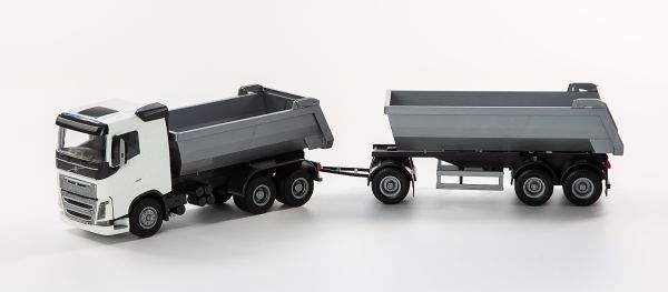 EMEK20352 - VOLVO FH 6x4 white tipper truck with 1+2 axles tipper - 1