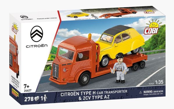 COB24627 - CITROËN Type H Car Transporter with Yellow CITROËN 2CV Type AZ - 278 pieces - 1