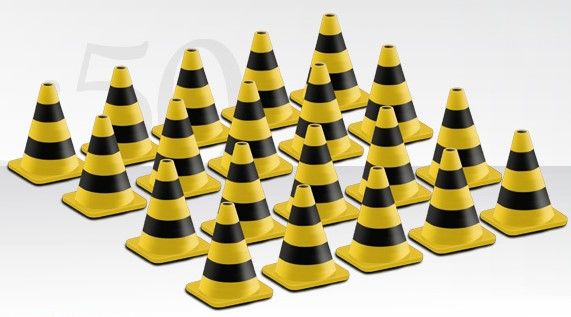 CON99823/01 - Set of 20 black and yellow beacon cones - 1