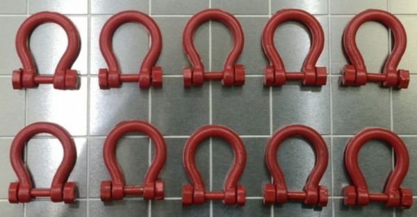 YCC639-1 - Set of 10 Shackles 150/200 Tons (not threaded with bolts and nuts) Red - 1