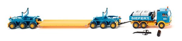 WIK050403 - MERCEDES 3850 6x4 tipper with low bed 6 Axles Blue and Yellow SIEFERT - 1