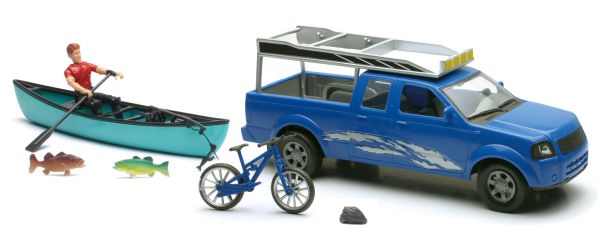 NEW37385C - Adventure set with pick-up blue and fishing accessories with character - 1