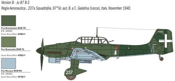 ITA2769 - Airplane JU 87 B-2/R-2 Stuka Picchiatello to assemble and paint - 1