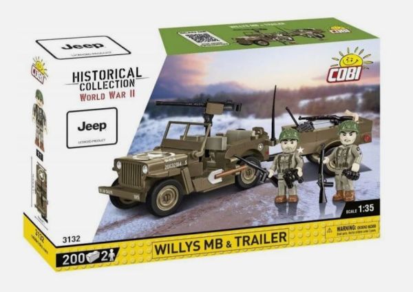 COB3132 - Jeep Willys MB Military Vehicle with Trailer - 200 Pieces - 1