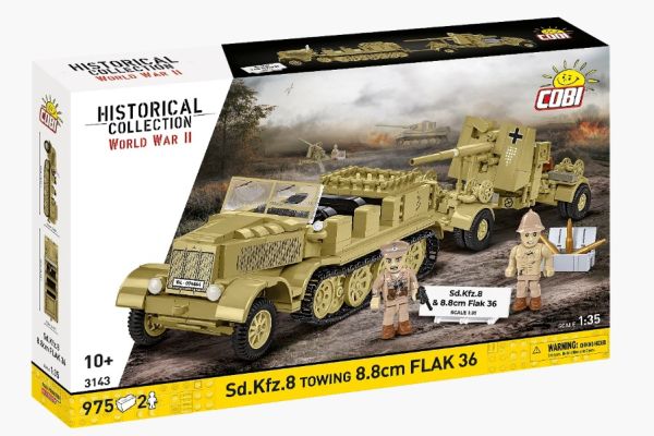 COB3143 - Sd.Kfz.8 Military Vehicle with 8.8cm Flak 36 Gun - 975 pieces - 1