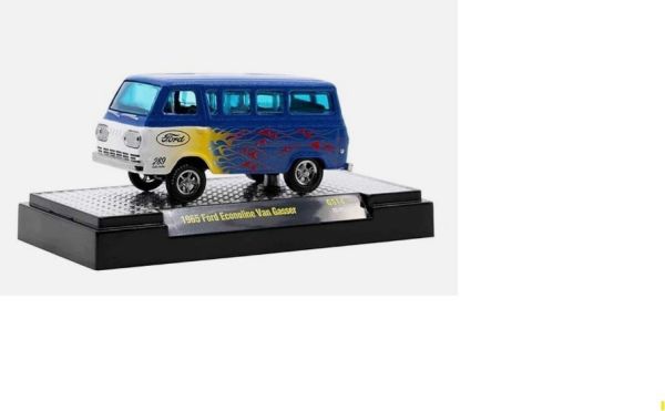 M2M-31600-GS14 - 1965 Ford Econoline Van, blue Gasser with flames, still in blister pack - 1