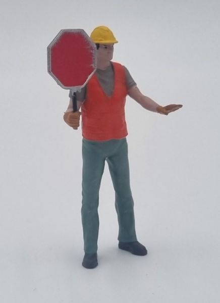 ATLAN32051 - Construction worker with a stop sign - 1