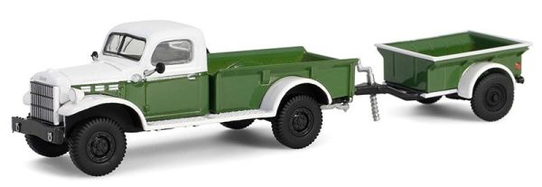 GREEN32320-A - DODGE Power Wagon 1950 with Green and White Trailer from the HITCH & TOW series in blister pack - 1