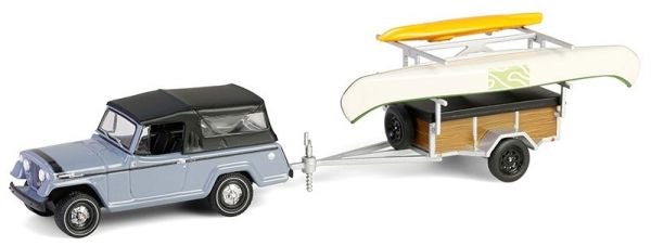 GREEN32320-B - JEEP Jeepster Commando SC-1 with Trailer and Accessories 1968 Gray from the HITCH & TOW series in blister pack - 1