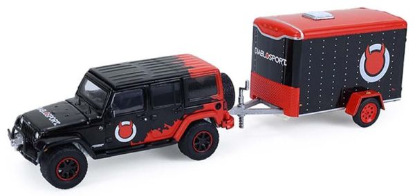 GREEN32330-C - 2012 Jeep Wrangler Unlimited with cargo trailer - Diablo Sport from the Hitch & Tow series, still in its original packaging. - 1