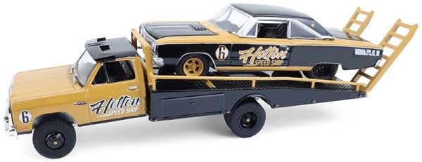GREEN33260-A - DODGE Ram D350 1985 with DODGE Coronet 1965 brown - HOTTON SPEED SHOP from the H.D TRUCKS series - 1