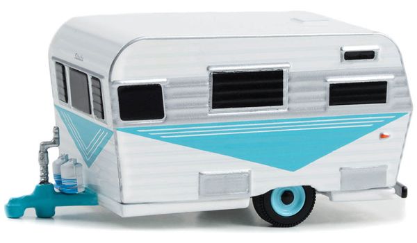 GREEN34140-B - Blue and white 1958 Siesta Travel trailer from the HITCHED HOMES range in blister pack - 1