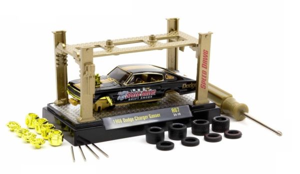M2M-37000-67-C-DORE - 1966 Dodge Charger Gasser Black and Gold Model Kit in blister pack - 1