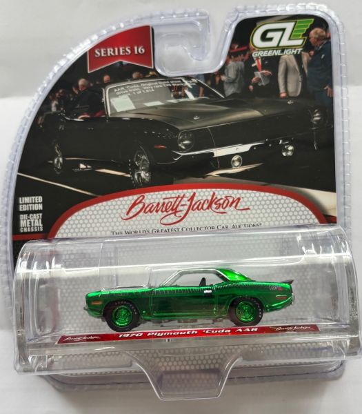 GREEN37330-E-VERT - 1970 Plymouth Cuda AAR, green, from the Barrett-Jackson series JACKSON (in blister pack) - 1