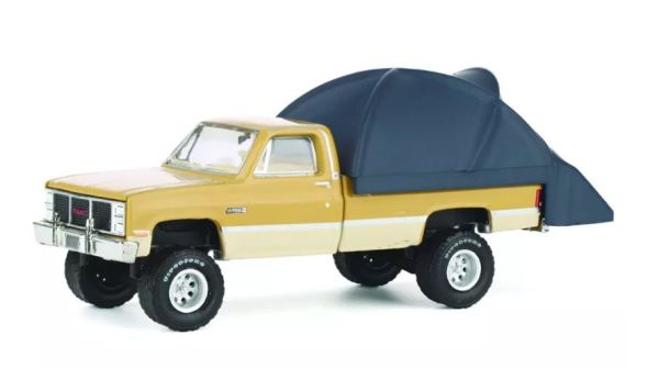GREEN38080-B - 1986 GMC Sierra Lifted with THE GREAT OUTDOORS series roof tent, still in its original packaging. - 1