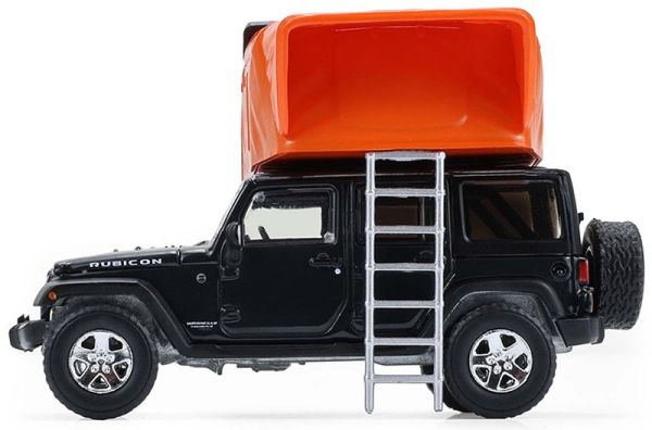 GREEN38080-F - 2008 Jeep Wrangler Unlimited Rubicon, black, with THE GREAT OUTDOORS series roof tent, still in its original packaging. - 1