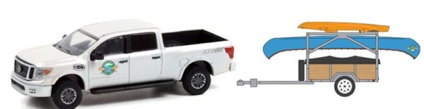 GREEN32230-A - 2019 NISSAN Titan XD PRO-4X with HITCH & TOW trailer and canoe in blister pack - 1