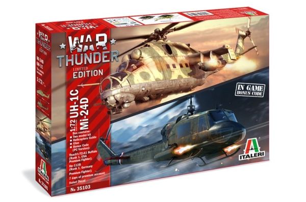 ITA35103 - MIL MI-24 D + UH 1C WAR THUNDER helicopters to assemble and paint - 1