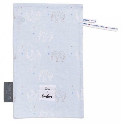 DC3766-2 - MY SAC A DOUDOU in cotton - blue elephant patterns - 1