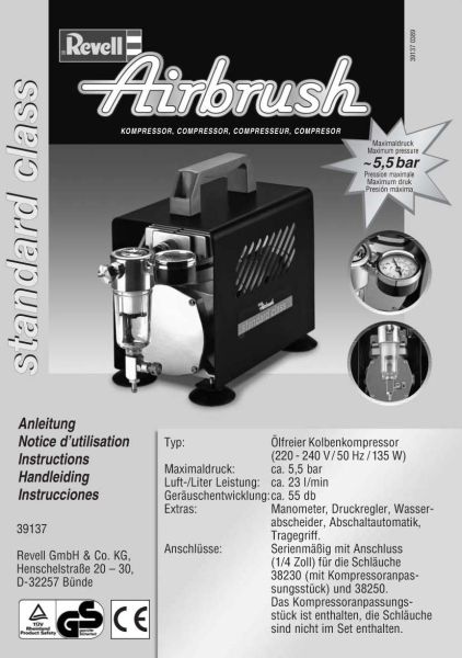 REV39137 - Airbrush Standard Class Airbrush Compressor - 1