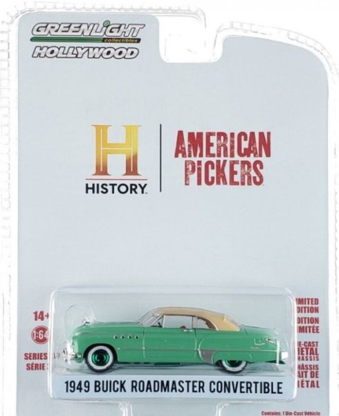 GREEN44970-DVERT - BUICK Roadmaster converticle with green rims 1949 from the TV series American Pickers 2010 in blister pack - 1
