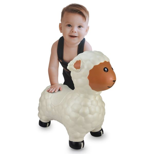 JAM460590 - White sheep bouncing animal with pump - 1