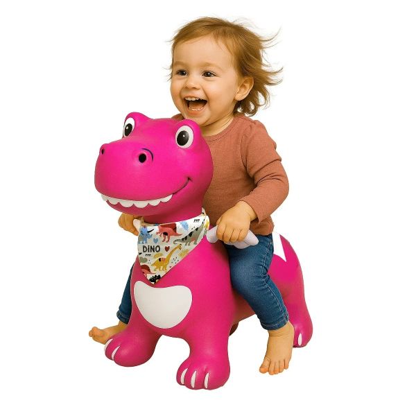JAM466008 - Dino Bouncing Animal with HoppyDoo Wings, Pink with Pump - 1