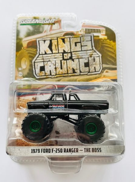 GREEN49130-BVERT - FORD F-250 Ranger 1979 Monster truck with green rims THE BOSS from the KINGS OF CRUNCH series in blister pack - 1