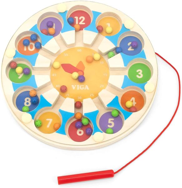 VIG44560 - Magnetic wooden clock and colours - 1